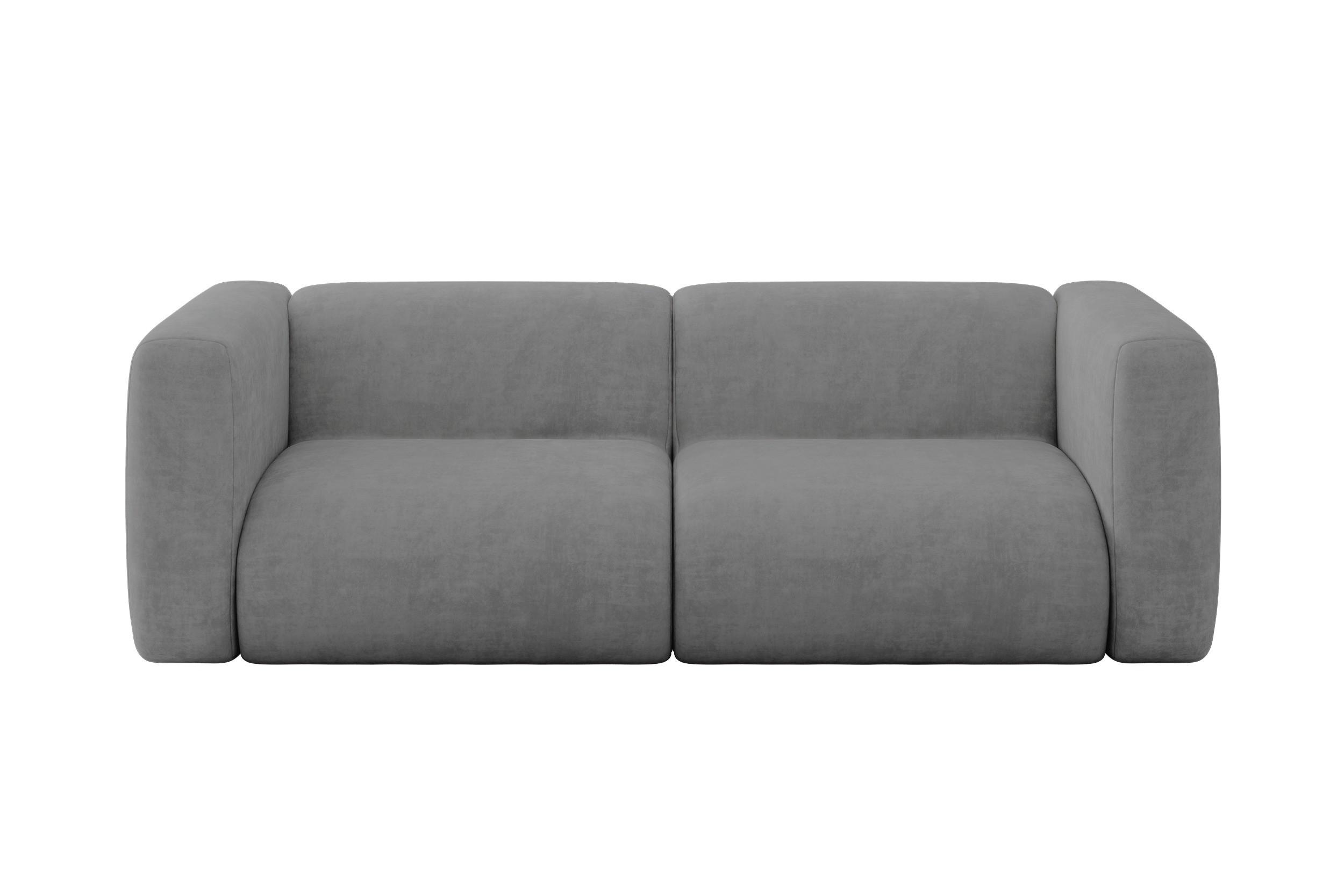 MODULARES Sofa 2-SITZER MIRA-S1 228x89x70 Grau cm Velours - Schieferfarben/Schwarz, Holzwerkstoff/Kunststoff (228/70/89cm) - ALTDECOR