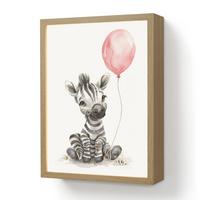 NACHTTISCHLAMPE MIT AKKU Zebra - Baby - Tiere - Rosa Luftballon 30x40 cm - Weiß, Holzwerkstoff (8/30/40cm) - OnlyWow