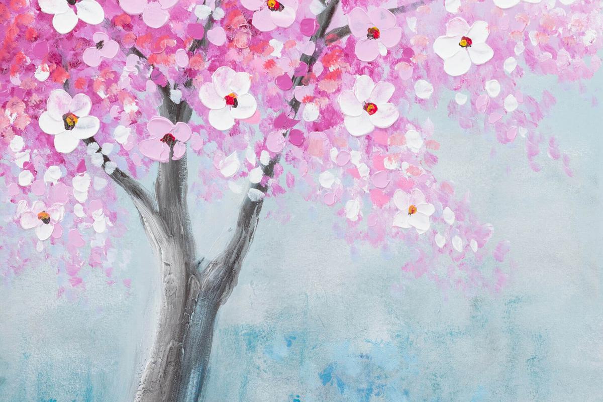 ACRYLBILD HANDGEMALT 60/90 cm - Blau/Pink, Holz/Textil (60/90cm) - KUNSTLOFT