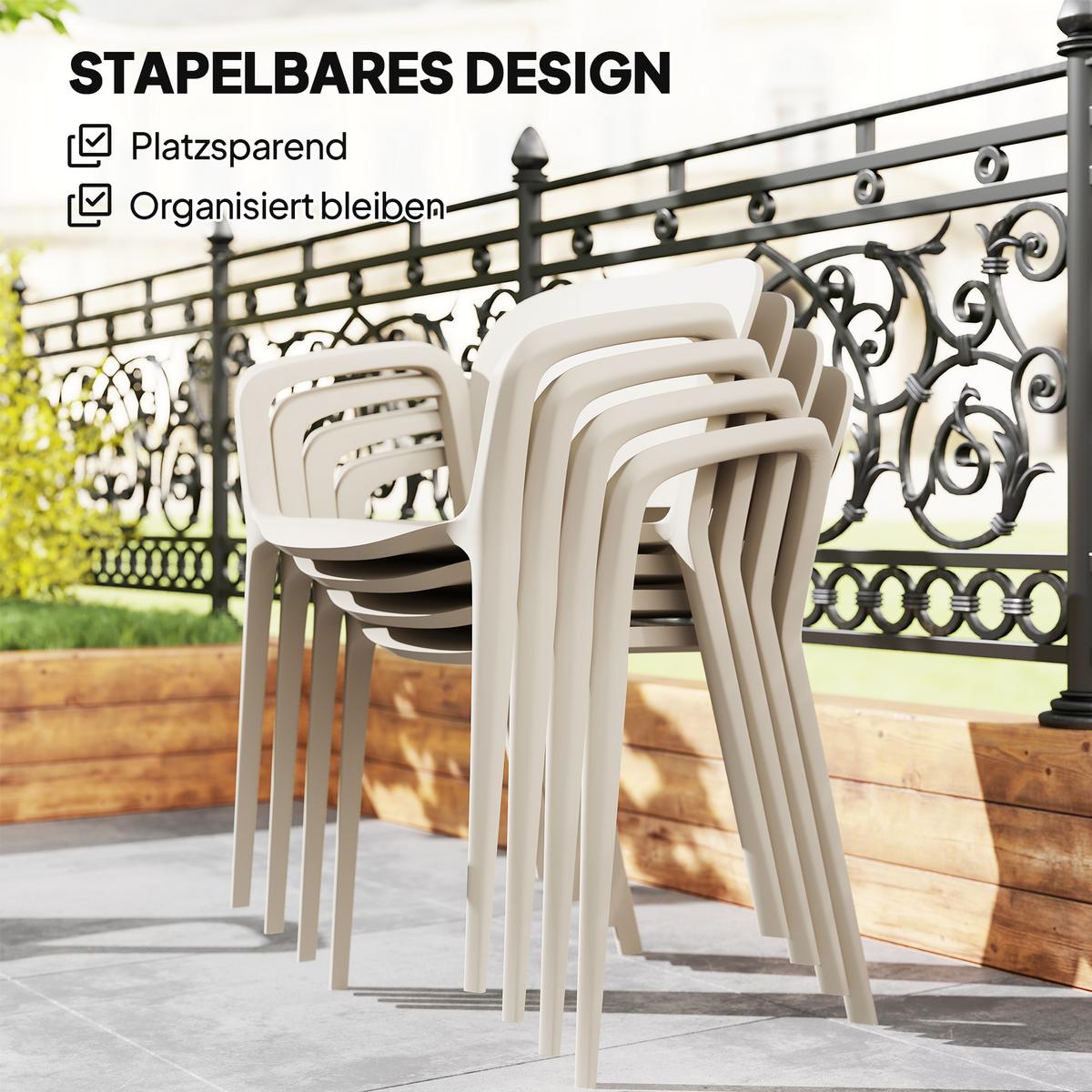 BALKONSTÜHLE 4er Set Kunststoff Weiß - Weiß, Kunststoff (56/75/60cm) - Outsunny