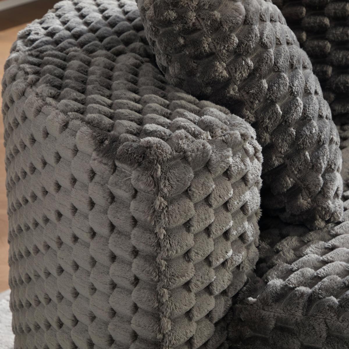 LOUNGESESSEL Mit Hocker Übergroß Rund Komprimiert Ohne Montage - Dunkelgrau, Textil (129/65/116cm) - Urban Meuble