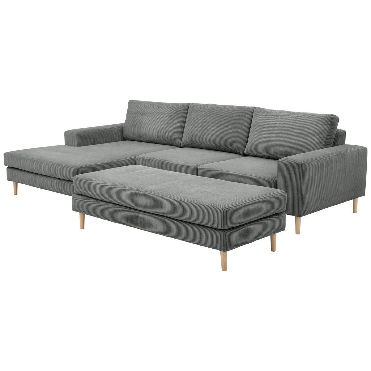 SOFA mit Longchair links Kaylynn Cordstoff anthrazit - Anthrazit, Kunststoff (175/294cm) - 58aufmkessel