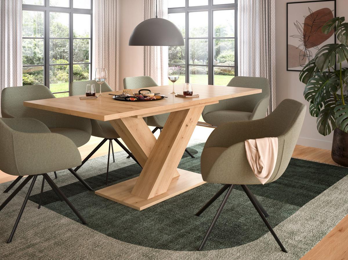 ESSTISCH Eiche Artisan, Küchentisch ausziehbar 150 - 190 cm - Eiche Artisan, Holzwerkstoff/Metall (150/90/76cm) - Inn.Furn