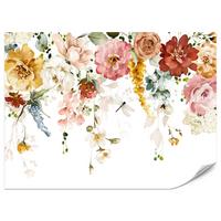 FOTOTAPETE für Schlafzimmer Aquarell Bunte Blumen Ranken Blätter 250x175 - Gelb/Rot, Papier (250/175cm) - Muralo