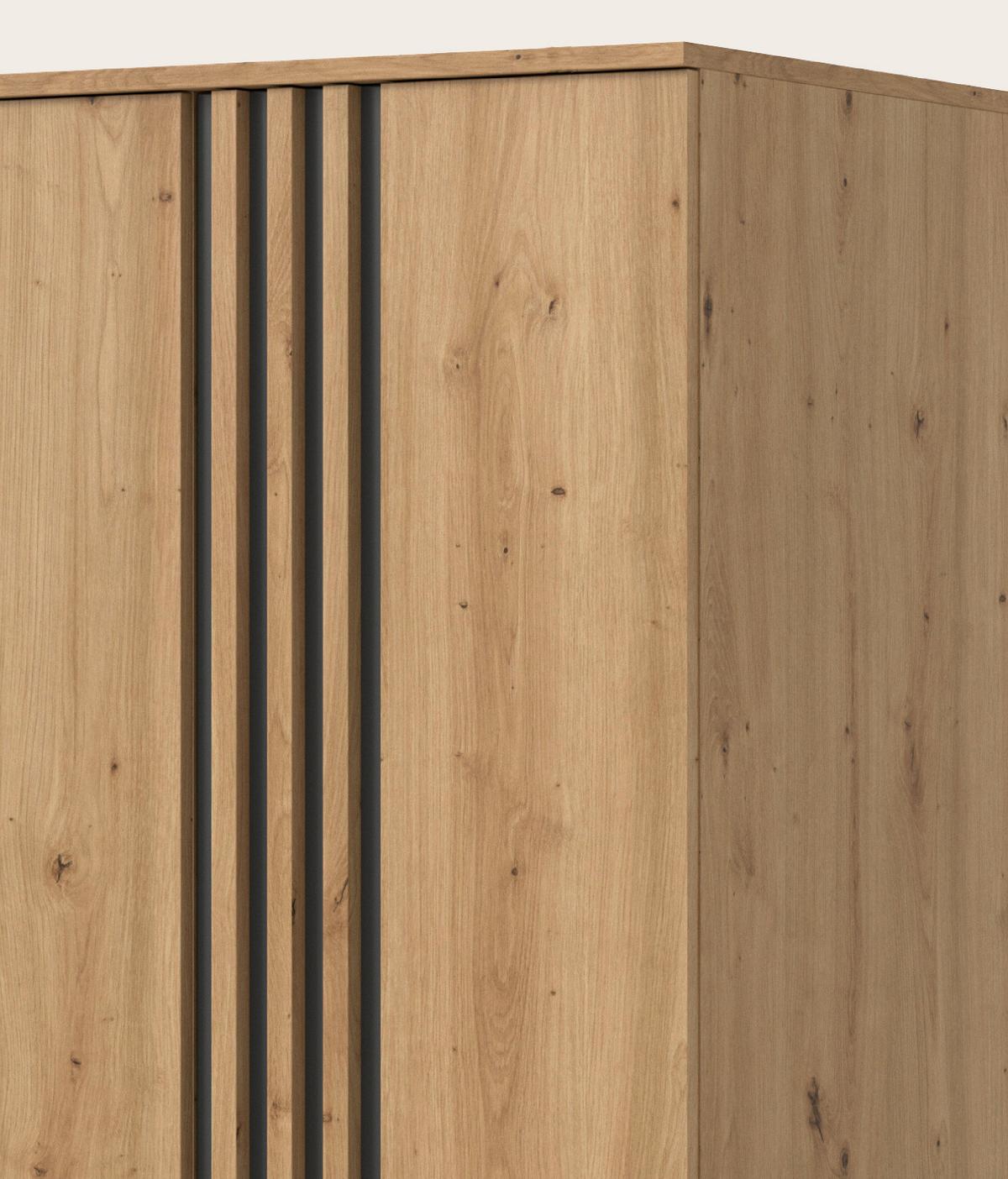 KLEIDERSCHRANK Eiche Artisan, grau 80 x 192 cm, Wäscheschrank 2-türig - Anthrazit/Eiche Artisan, Holzwerkstoff (80/192/56cm) - Inn.Furn