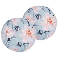 GARTENKISSEN 2er-Set Blumenmuster blau 40 cm Apricale - Hellblau, Textil (40/40cm) - Beliani