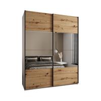 SCHWEBETÜRENSCHRANK 245,5/200/64 2-türig - Schwarz/Eiche Artisan, Holz/Metall (200/245/64cm) - Abiks Möbel