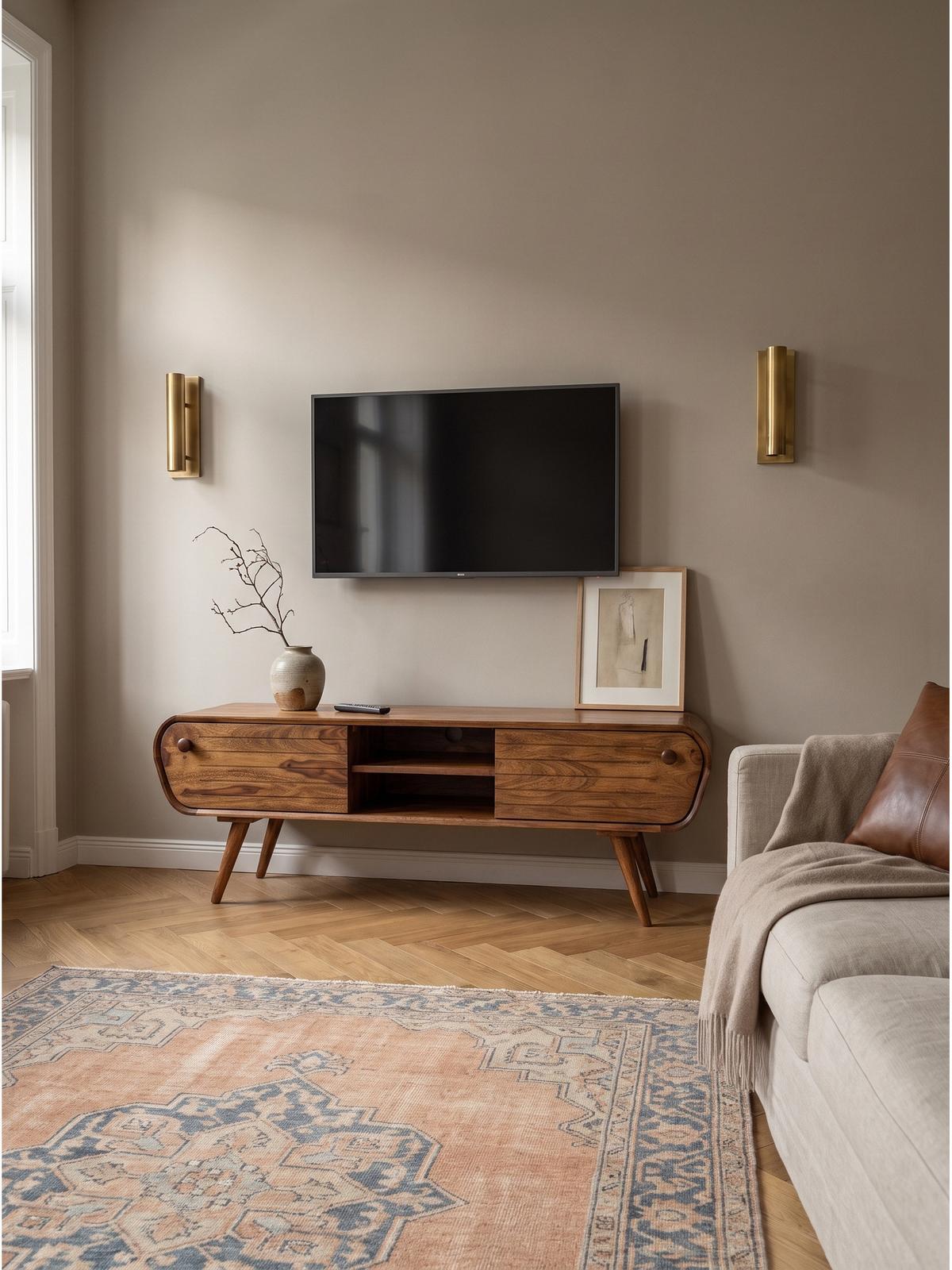 LOWBOARD SCHELDE, Dunkles Massivholz, mit Stauraum, 160 x 45 x 50 cm - Dunkelbraun/Braun, Holz (160/50/45cm) - KADIMA DESIGN