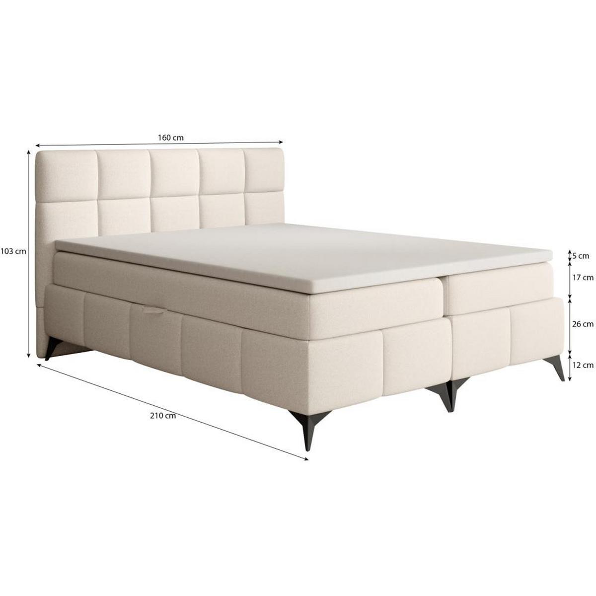 BOXBETT Solido mit Bettkasten 160x200 cm grün - Schwarz/Grün, Textil/Metall (160/200cm) - Beautysofa