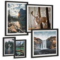 BILDER SET 5er Set - 50x50 cm & 20x30 cm & 40x60 cm Schwarzer Rahmen - Blumenarrangements in Vasen - Schwarz, Kunststoff (40/60cm) - TULUP