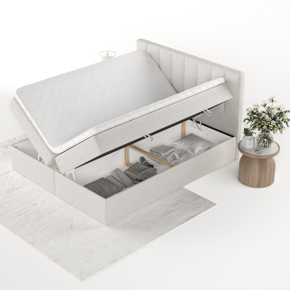 BOXBETT Bari 180/200 cm Hellbeige im Riva Stoff - Sandfarben, Holz/Holzwerkstoff (180/200cm) - AltaBeds