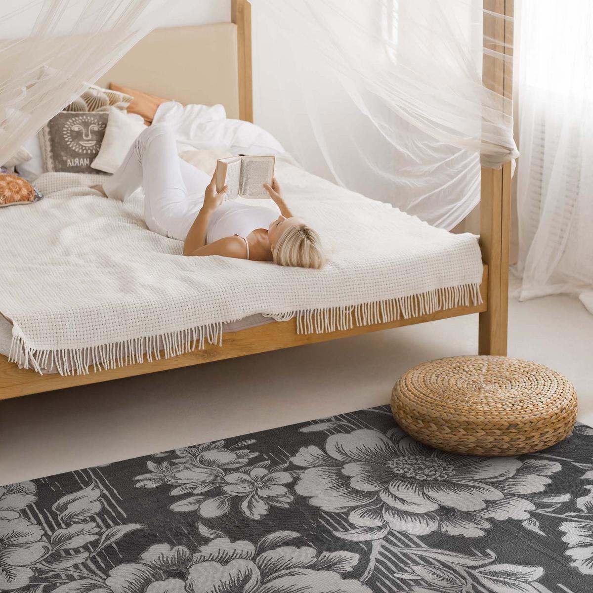 TEPPICH 140x210 cm Subtile Florale Akzente - Greige, Kunststoff (140/210cm) - Wallfluent