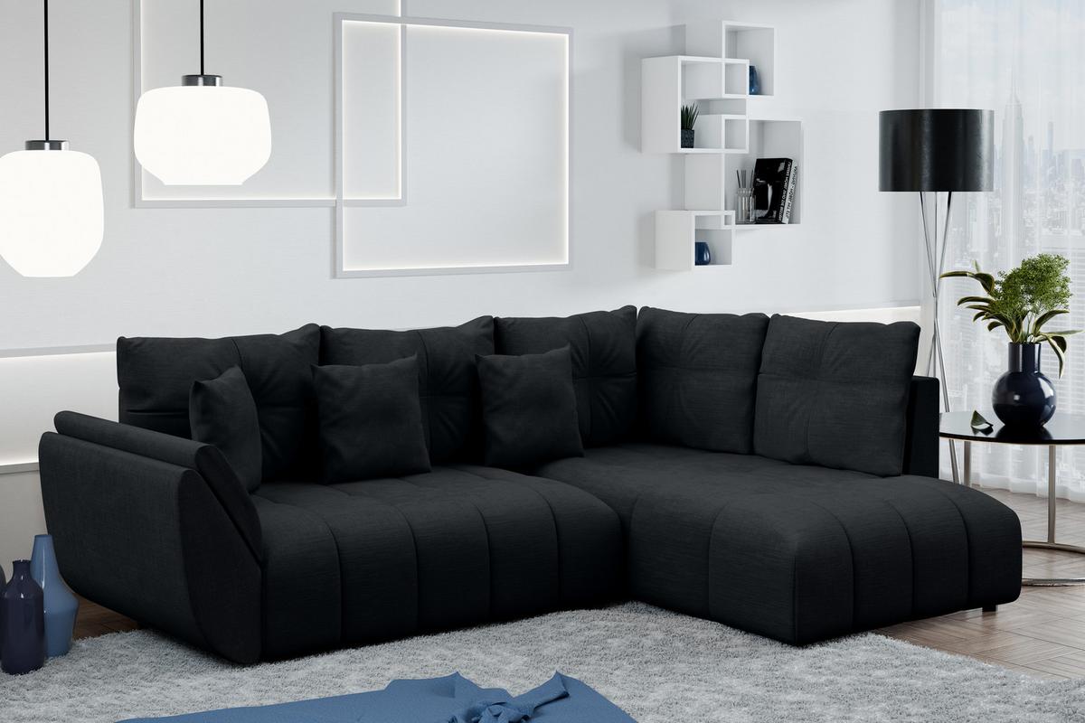 ECKSOFA L Form Kayseri Anthrazit 268/192/96 cm – mit Bettkasten - Schwarz, Kunststoff/Textil (268/192cm) - AX Living