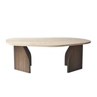 COUCHTISCH mit organisch geformter Tischplatte und breiten Beinen 100/60/35 cm - Hellbraun/Eichefarben, Holzwerkstoff (66/60/35cm) - Calicosy