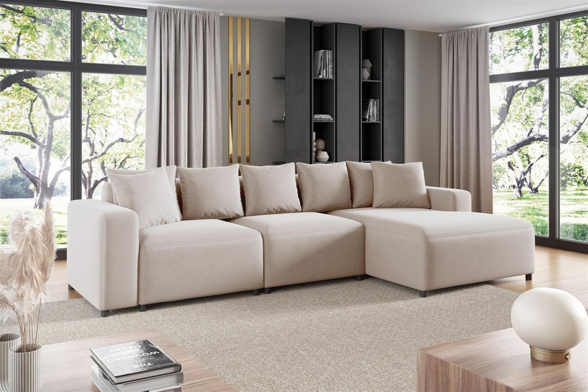 ECKSOFA Megan In Salvador - Beige, Holzwerkstoff/Textil (331/165cm) - Fun Möbel