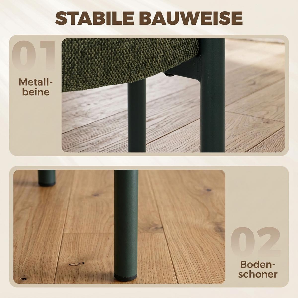 HOCKER 4er Set Polyester Dunkelgrün - Dunkelgrün, Textil/Metall (45/47.5/45cm) - HOMCOM