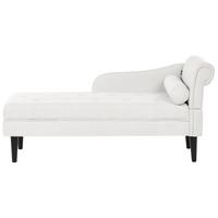 CHAISELONGUE-RECHTSSEITIGE Stoff Cremeweiß Yvoire - Creme/Schwarz, Textil (68/72/151cm) - Beliani