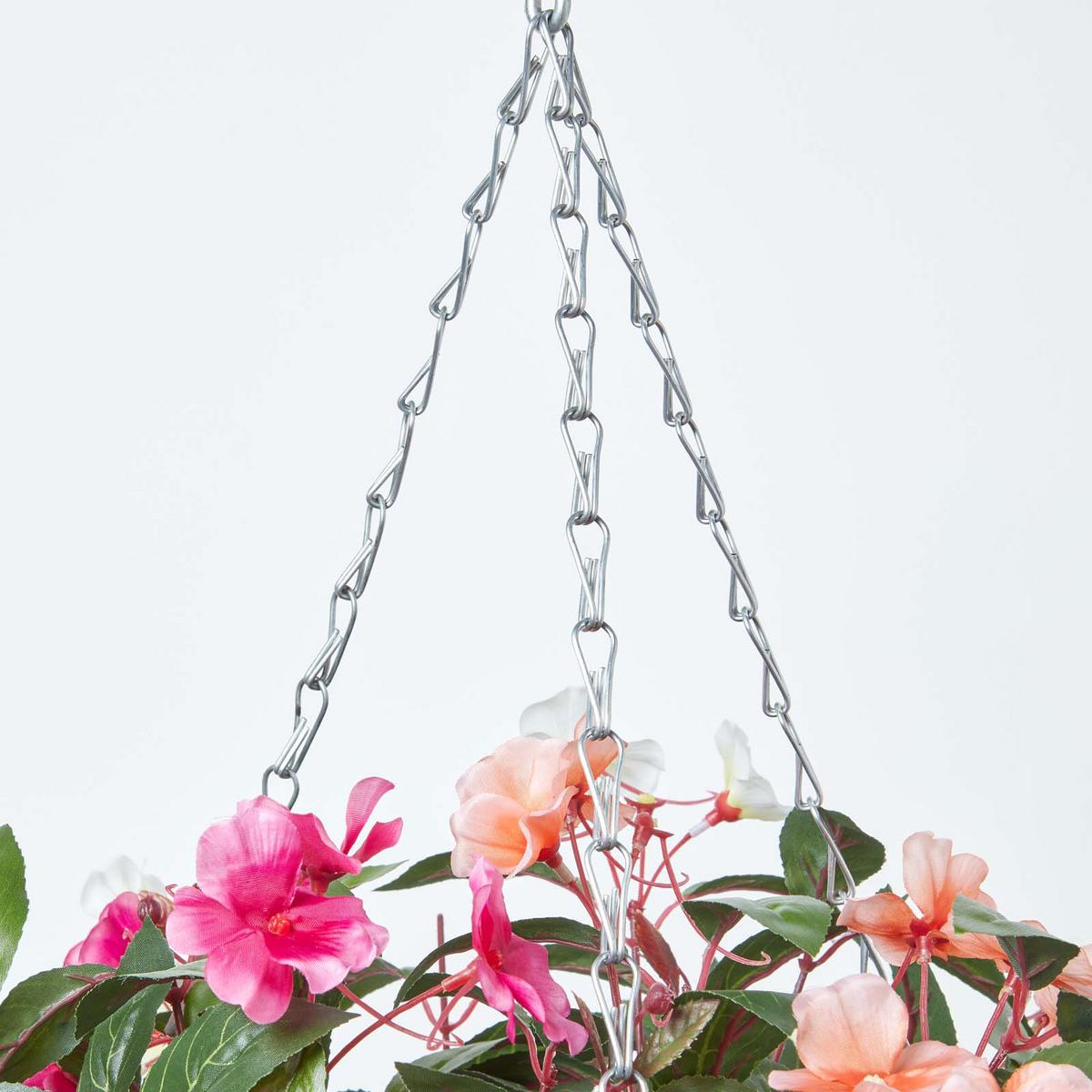 KUNSTBLUME Fleißiges Lieschen in Blumenampel, 85 cm - Multicolor, Kunststoff (85cm) - Homescapes