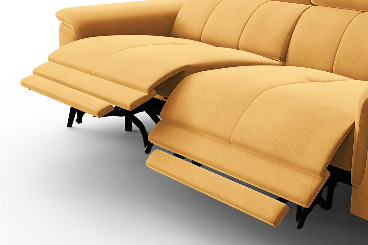SOFA RELAX FIERO 3-Sitzer, Gelber Veloursstoff - Gelb/Schwarz, Holz/Textil (212/82/103cm) - Courtois Laville