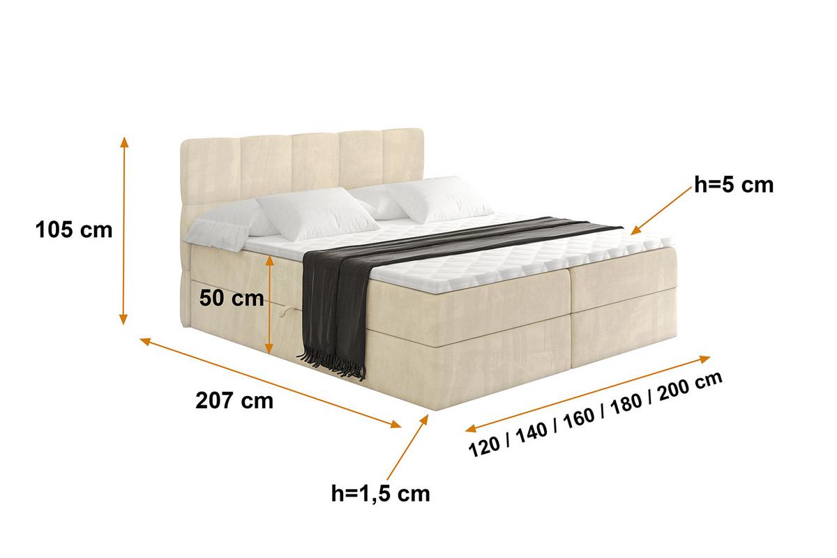 BOXBETT mit Matratze H4 und Lattenrost - LIRO - 200x200 - Beige Monolith - Beige, Holzwerkstoff/Kunststoff (200/200cm) - ALTDECOR
