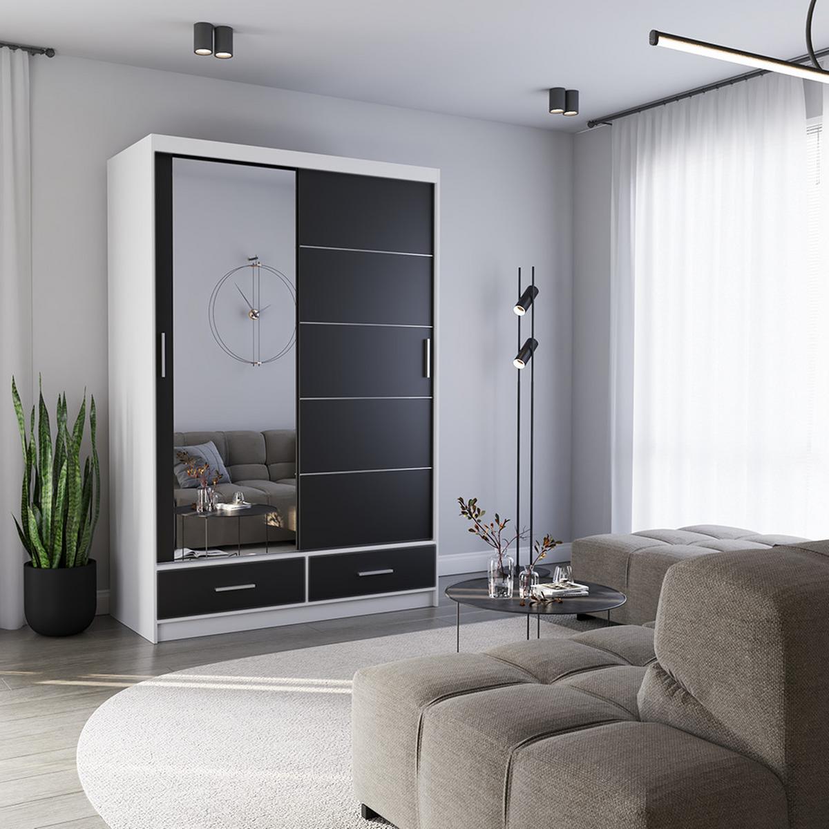 KLEIDERSCHRANK Florence 150 cm, 150/218/61, 2-türig, schwarz - Schwarz, Holzwerkstoff (150/218/61cm) - imoebel24