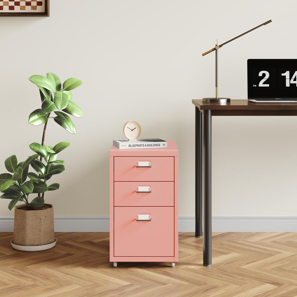 ROLLCONTAINER Kökar - Pink, Metall (28/48/41cm) - [en.casa]