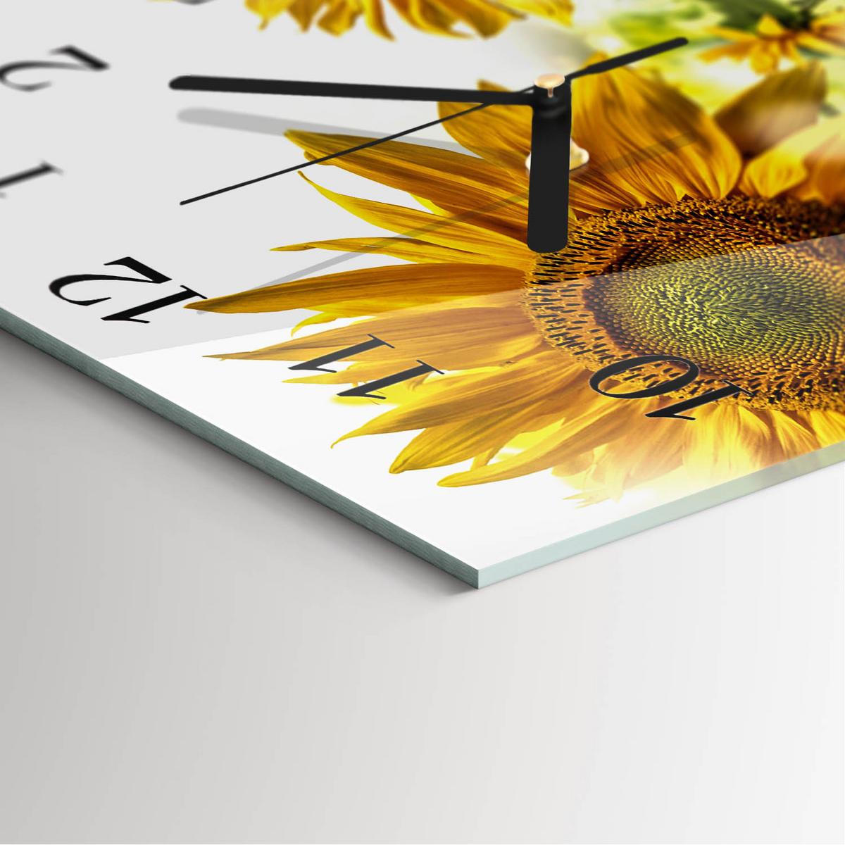 WANDUHR aus Glas 30x30 cm - Sonnenblume - Gelb, Glas (30/30/0.4cm) - TULUP