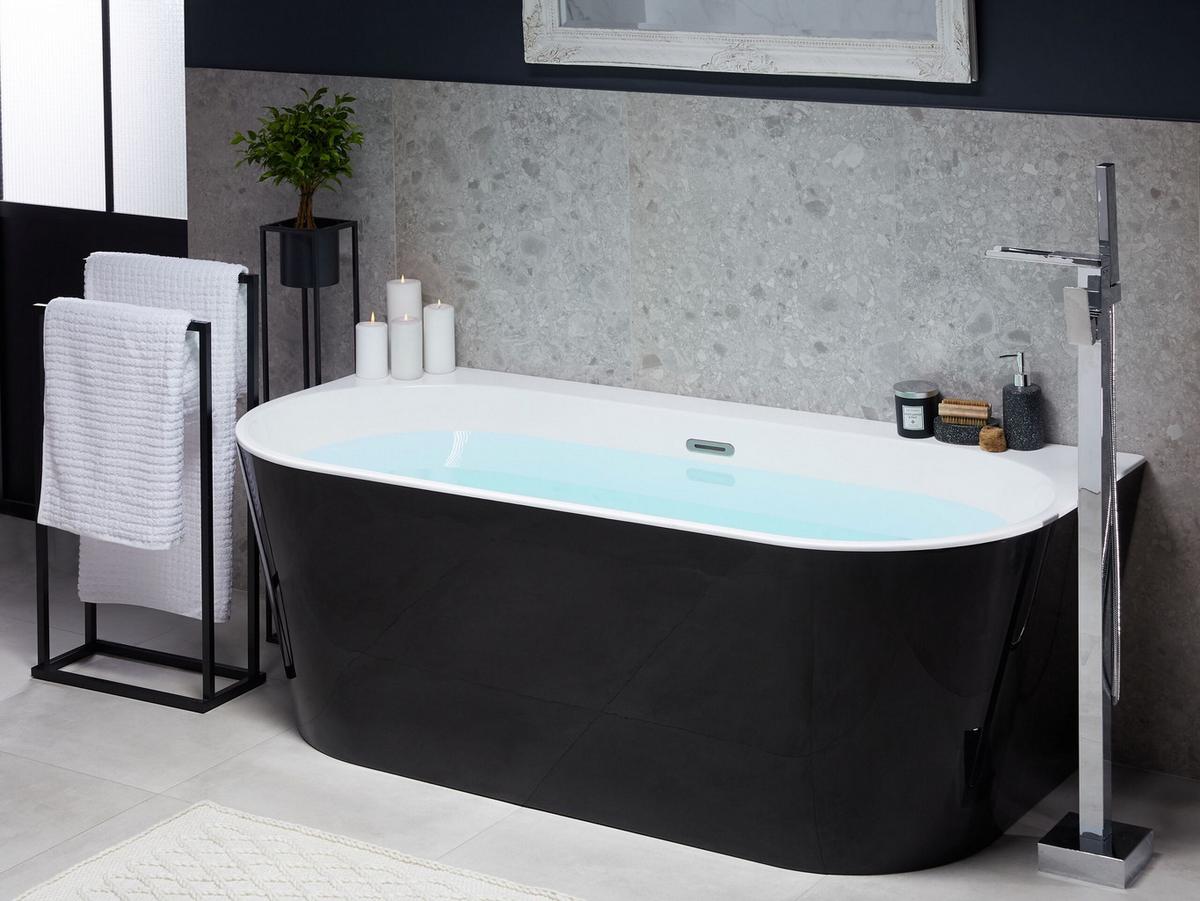 BADEWANNE 80x170x59 cm schwarz Harvey - Schwarz, Kunststoff (80/58/170cm) - Beliani