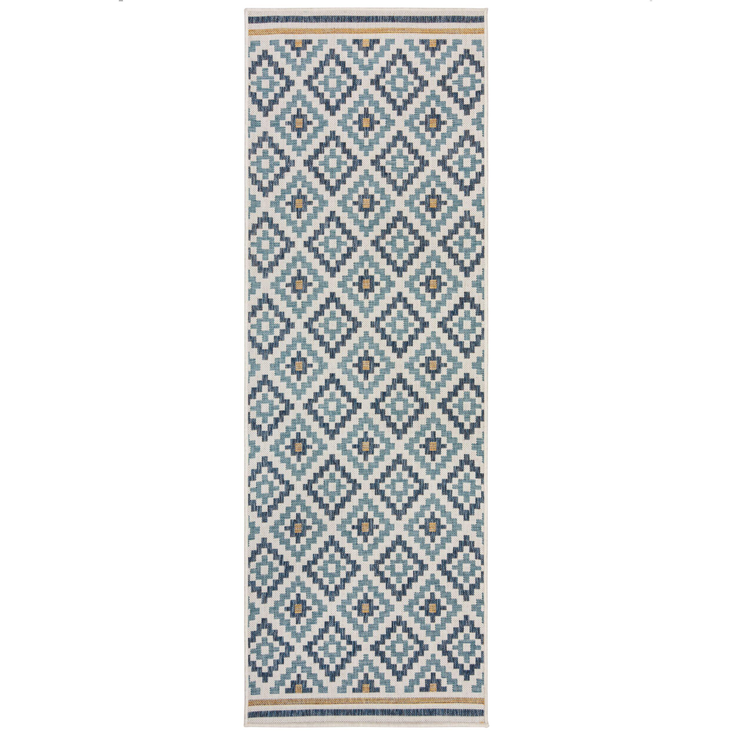 OUTDOORTEPPICH Waschbar FLEET, geometrisch, aus Polypropylen, Blau-Gelb, 80 x 230 cm - Blau, Textil (230/80cm) - KADIMA DESIGN