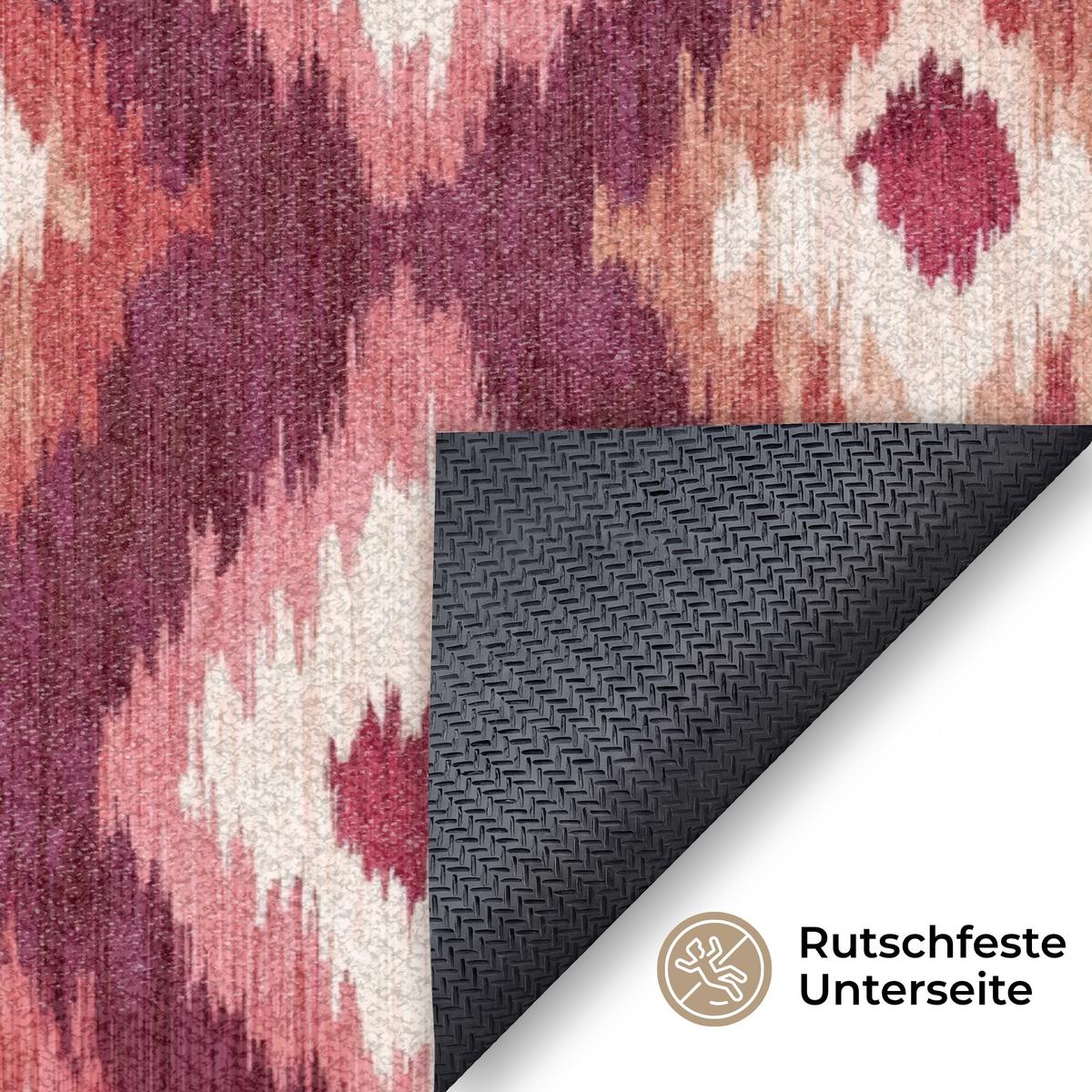 FUSSMATTE Diamantformen - Rosa - Muster - Textur Flurteppich 120x80 cm - Beere, Kunststoff (120/0.4cm) - MuchoWow