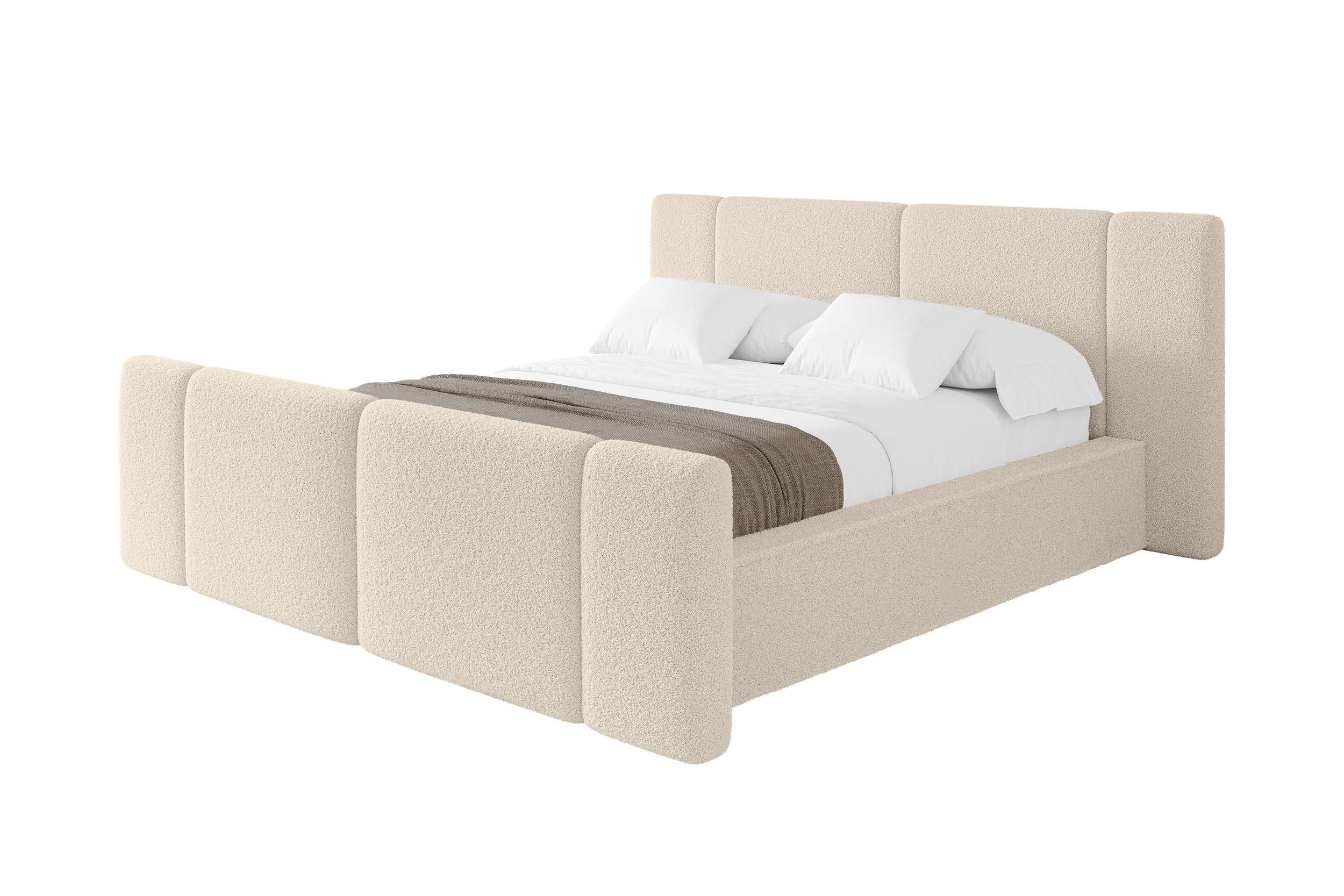 POLSTERBETT mit Bettkasten, Fußteil und Lattenrost, Boxbett ohne Matratze - RIVO-Z 140x200 Dunkelbeige - Cappuccino, Holzwerkstoff/Textil (140/200cm) - ALTDECOR