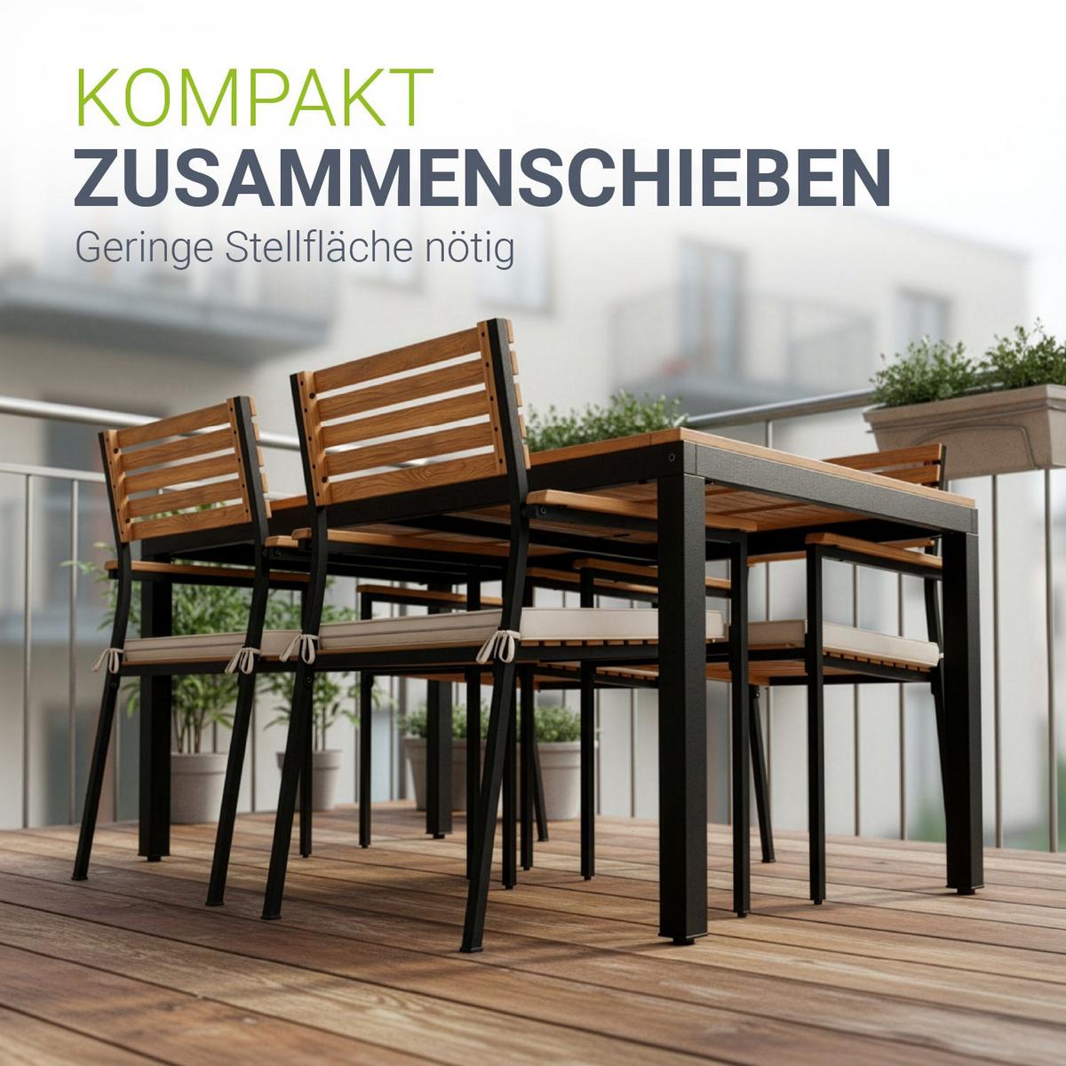 GARTENGARNITUR Rhodos Akazienholz 5-teilig - Braun, Holz/Metall - Juskys