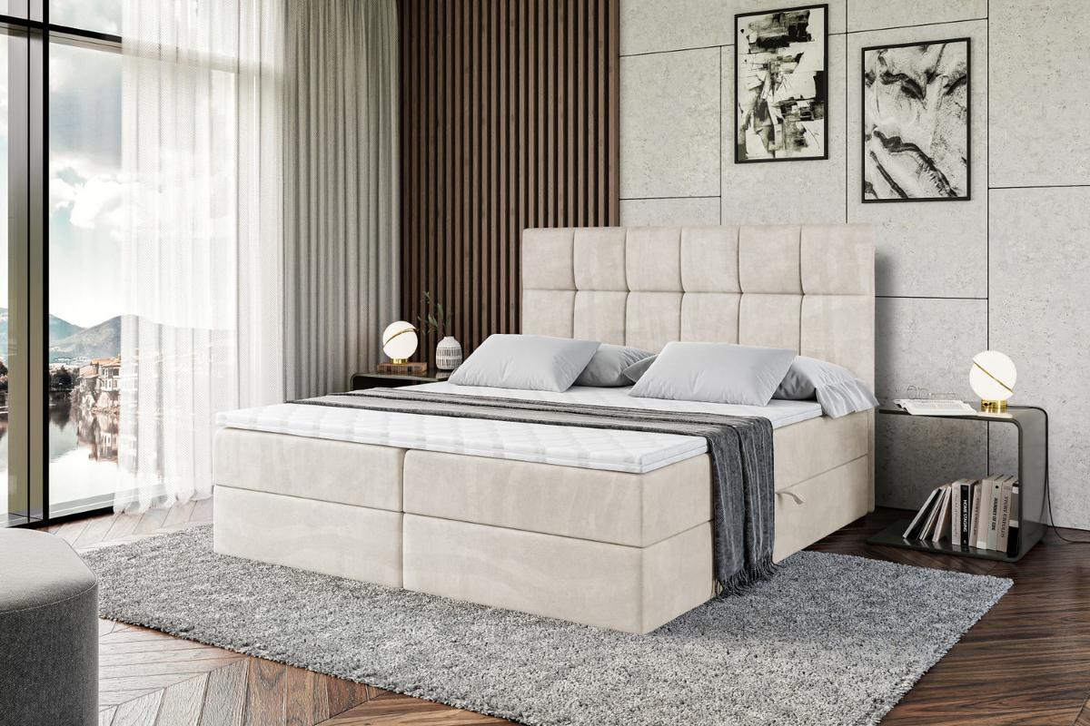 BOXBETT mit H3-Matratze und Lattenrost - RICAR - 180x200 Ecru - Ecru, Holzwerkstoff (180/200cm) - ALTDECOR