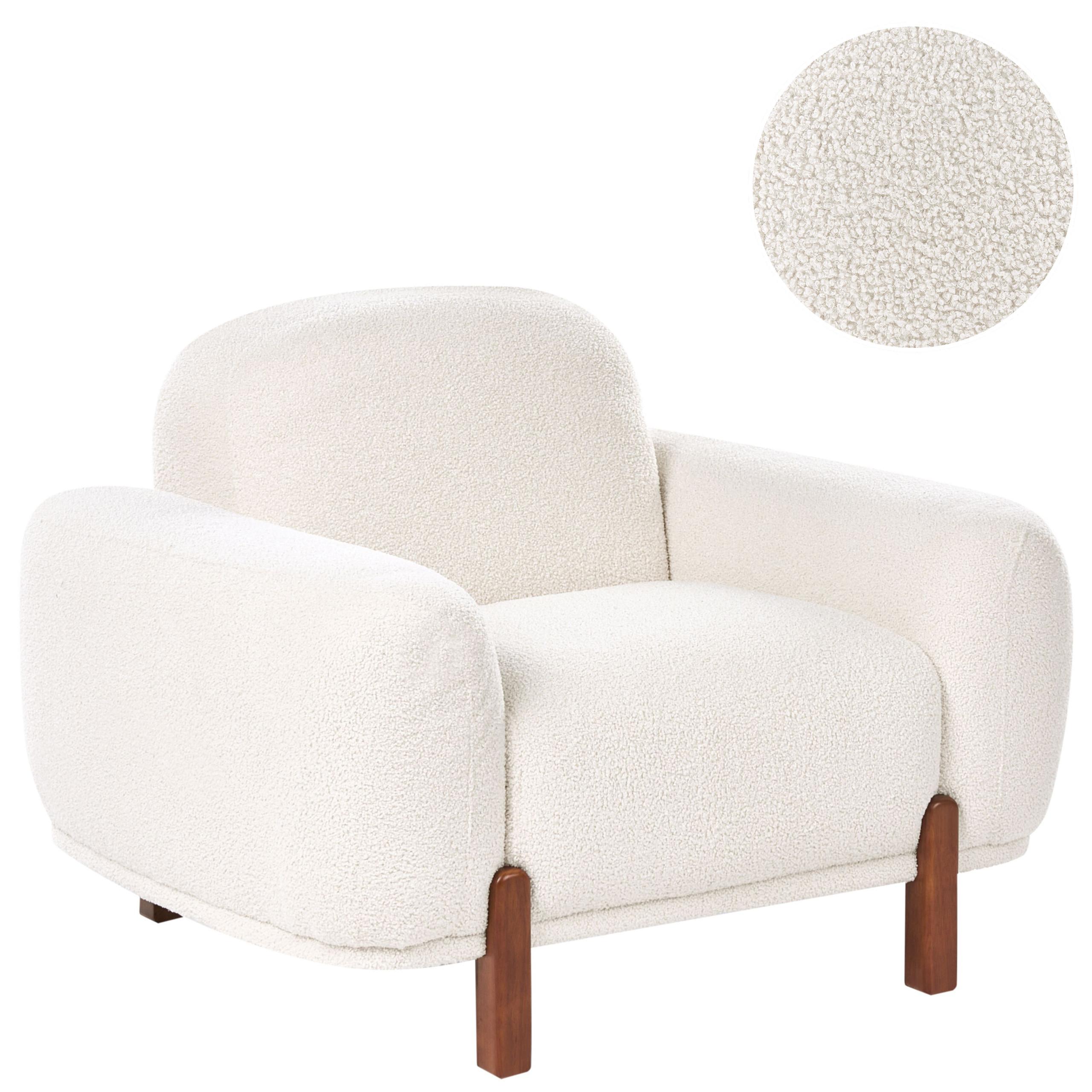 SESSEL Bouclé Weiß Odnes - Dunkelbraun, Textil (110/81/90cm) - Beliani