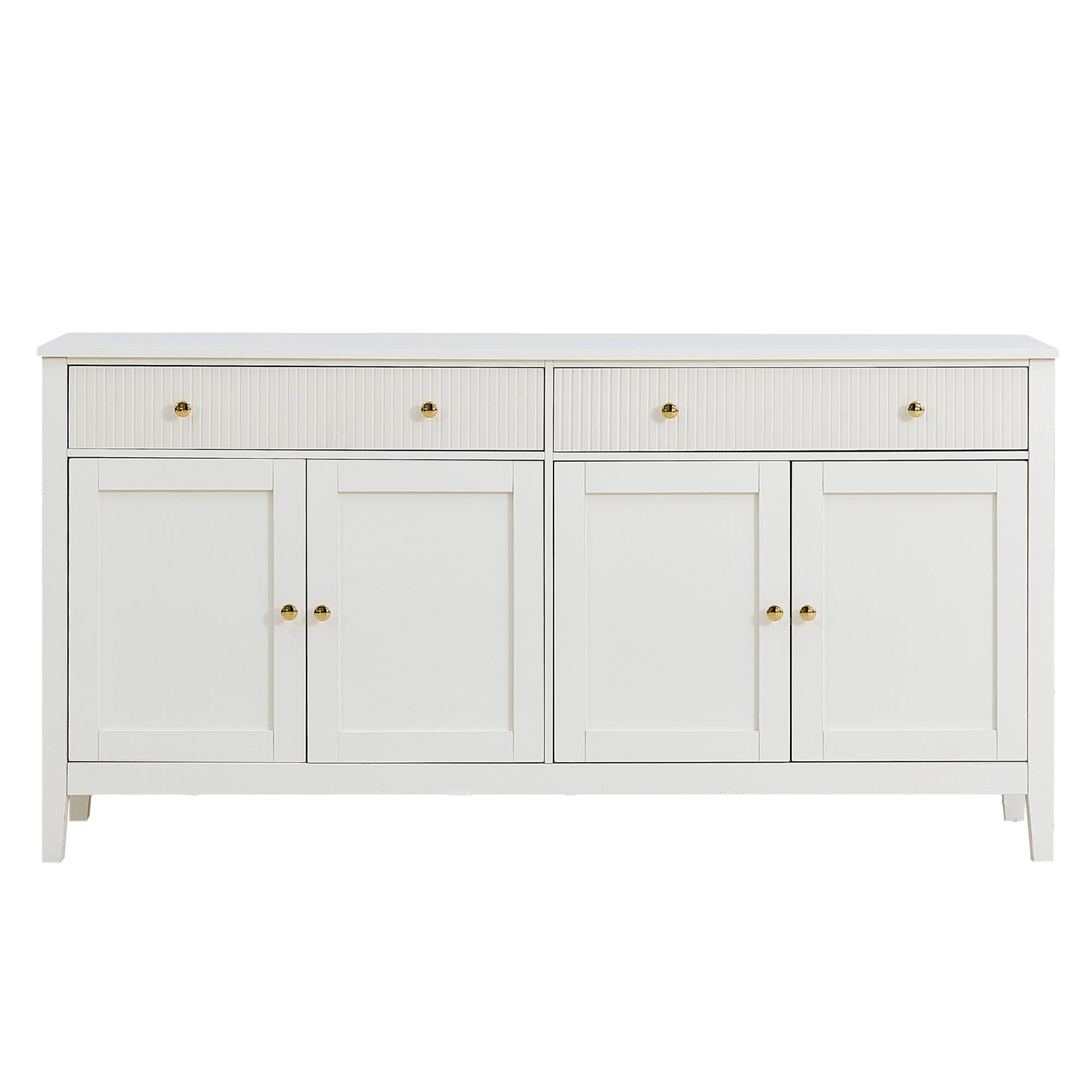 SIDEBOARD aus mattweißem MDF, mit 4 Türen und 2 Schubladen - Weiß, Holzwerkstoff (160/82/40cm) - Urban Meuble