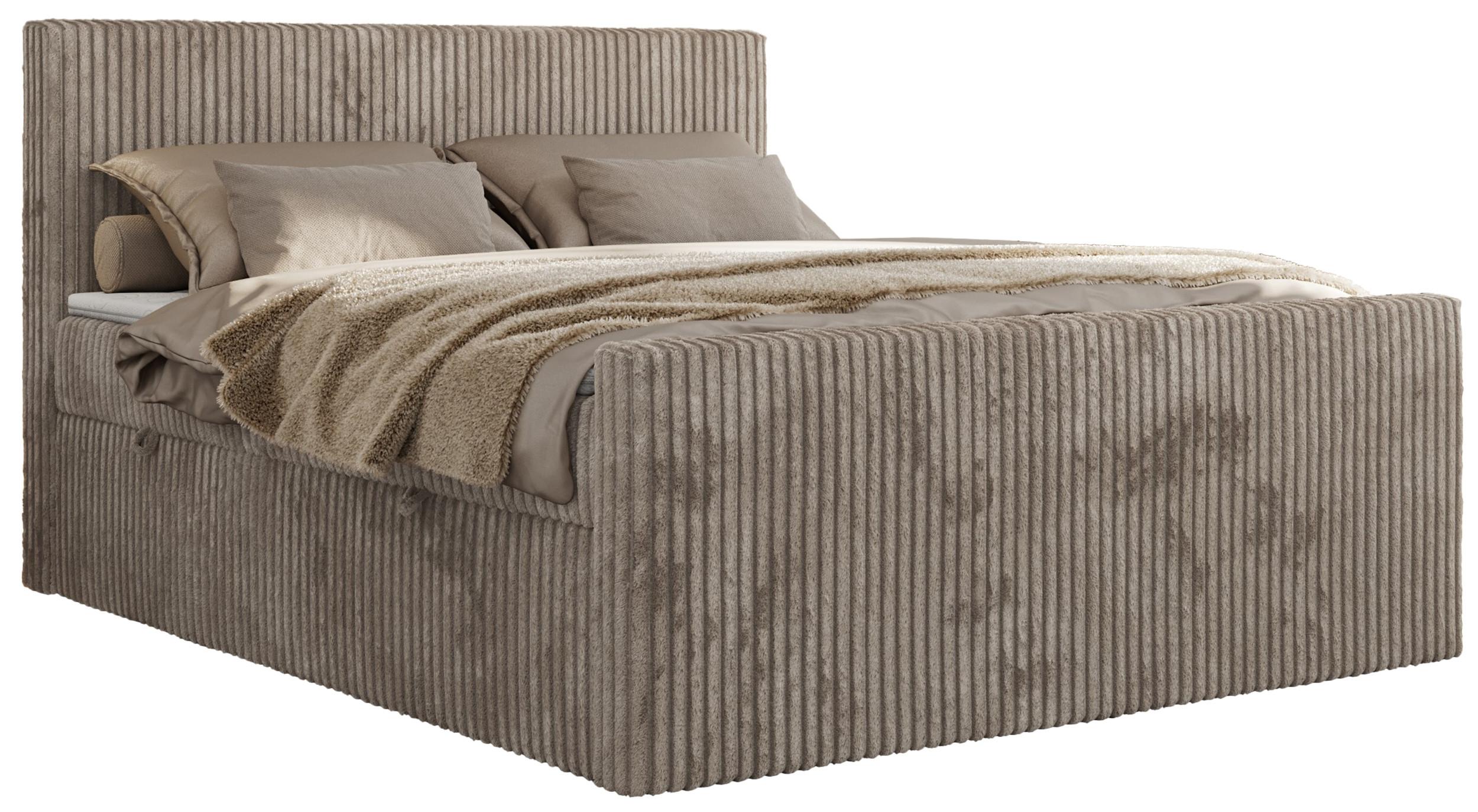 BOXBETT TILIANO DUO 160/200 - Hellbraun Cord - H3 - Hellbraun, Textil (160/200cm) - MKS