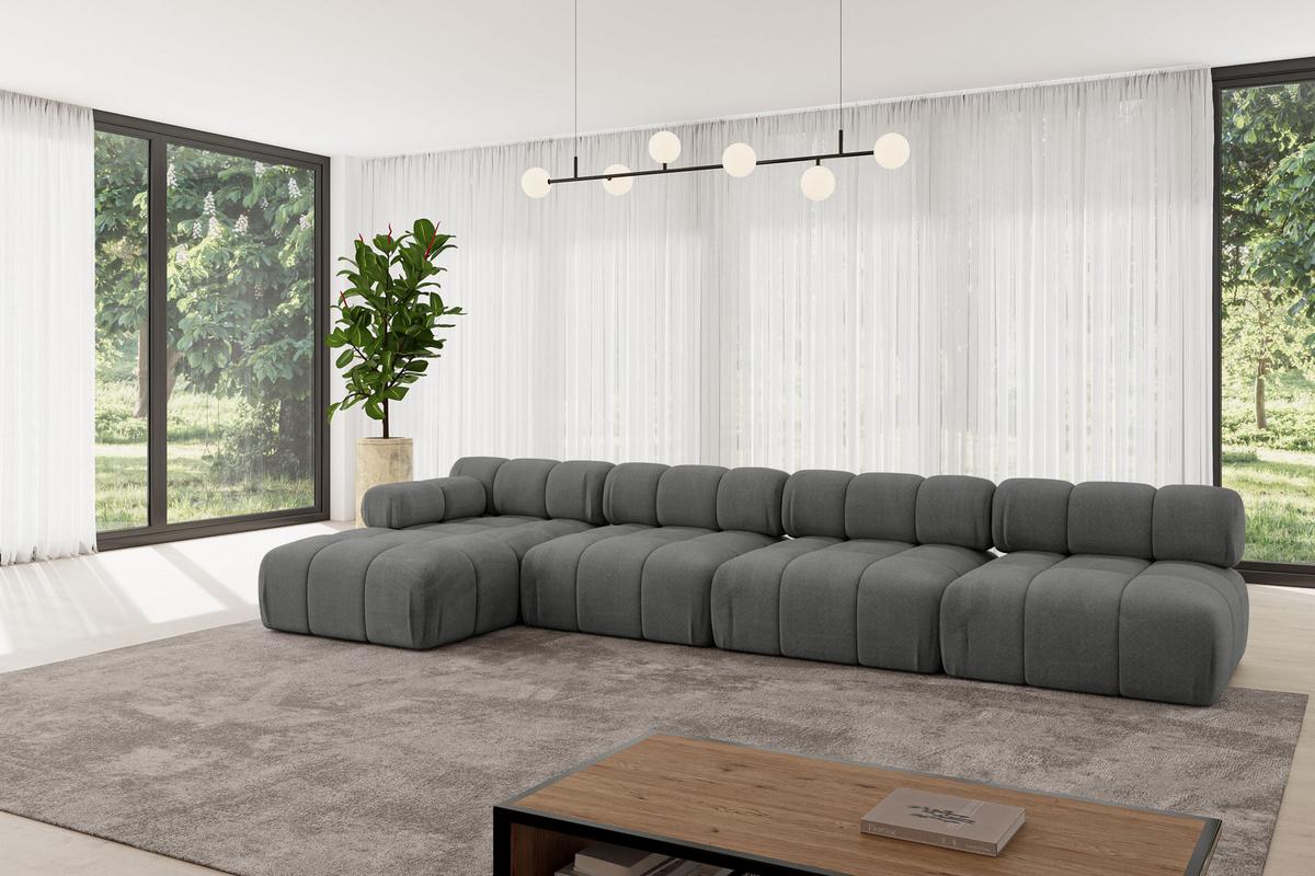 ECKSOFA modulares Sofa Razon-L3 - 380x160x70 cm Dunkelgrau Velours - Dunkelgrau, Holzwerkstoff/Textil (380/160cm) - ALTDECOR