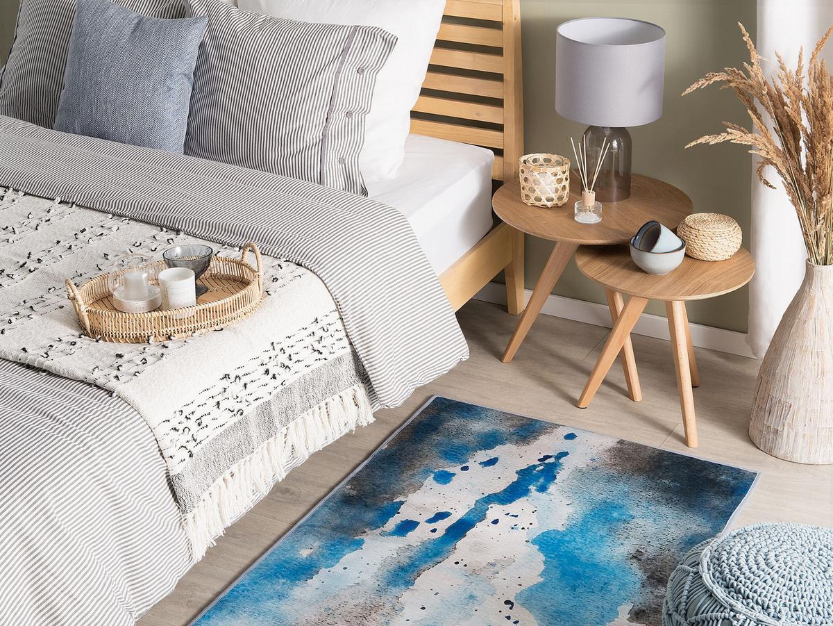 KURZFLOR-TEPPICH Bozat 150/80 cm - Blau, Kunststoff (80/150cm) - Beliani