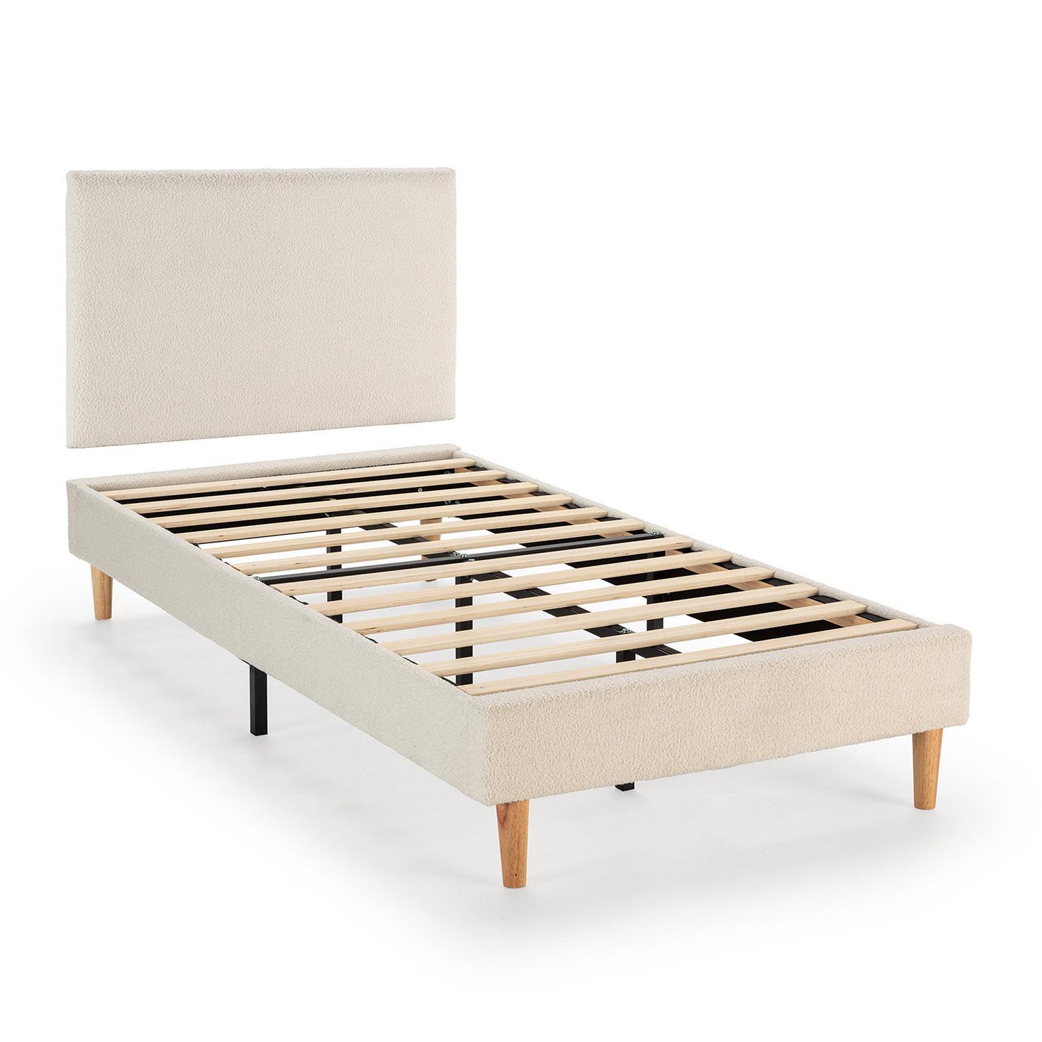 POLSTERBETT + Kopfteil 90x190 cm Niebla, Beige - Beige, Textil (90/190cm) - VS Venta-stock