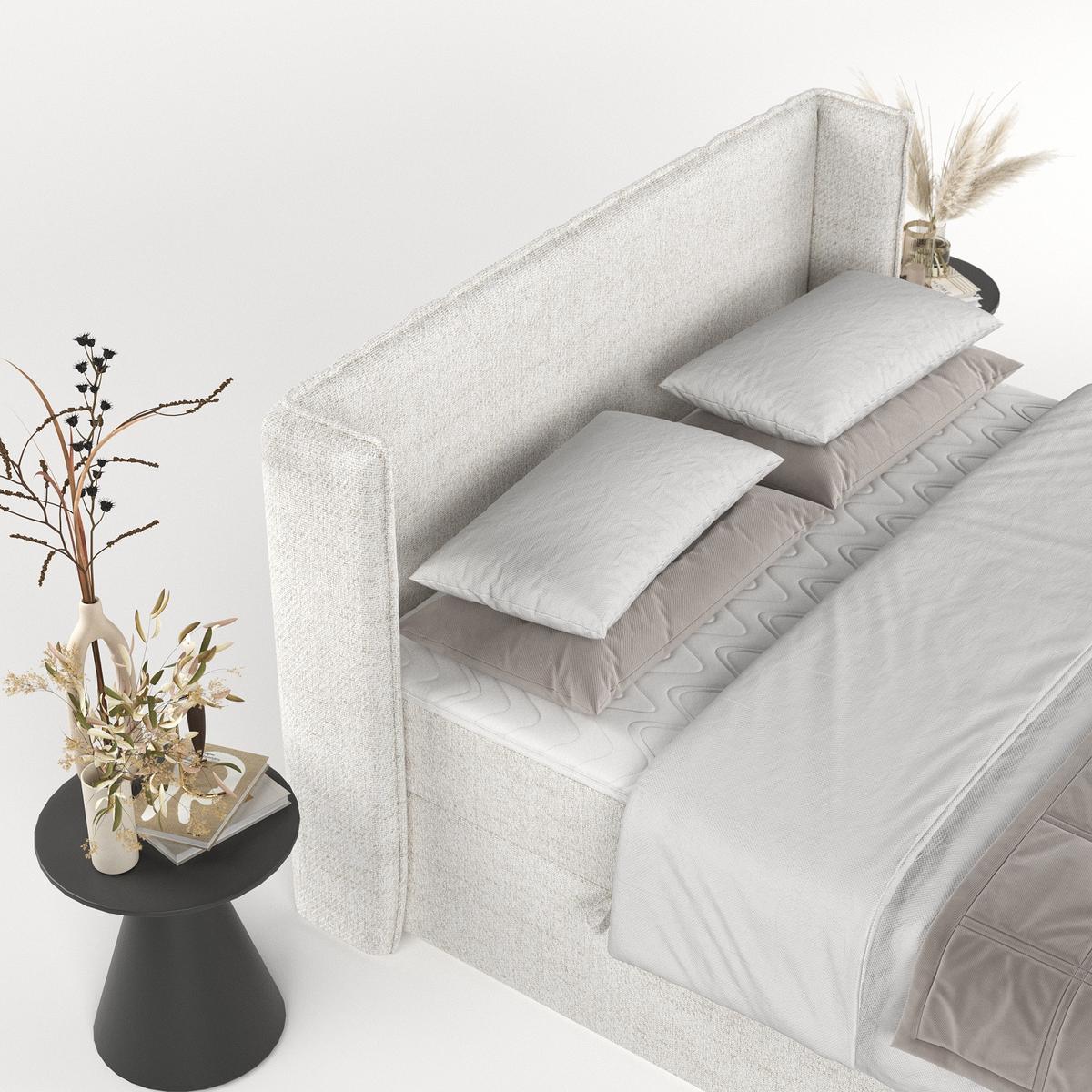 BOXBETT Viva 140/200 cm Creme im Neve Stoff - Creme/Schwarz, Holz/Holzwerkstoff (140/200cm) - AltaBeds