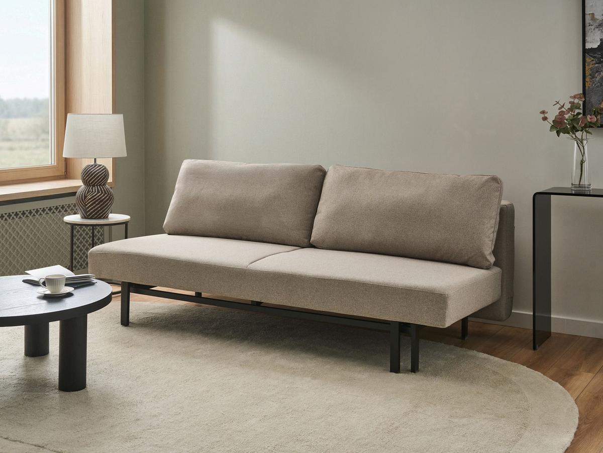 SCHLAFSOFA 3-Sitzer Stoff Beige Roykka - Beige, Textil (201/84/94cm) - Beliani