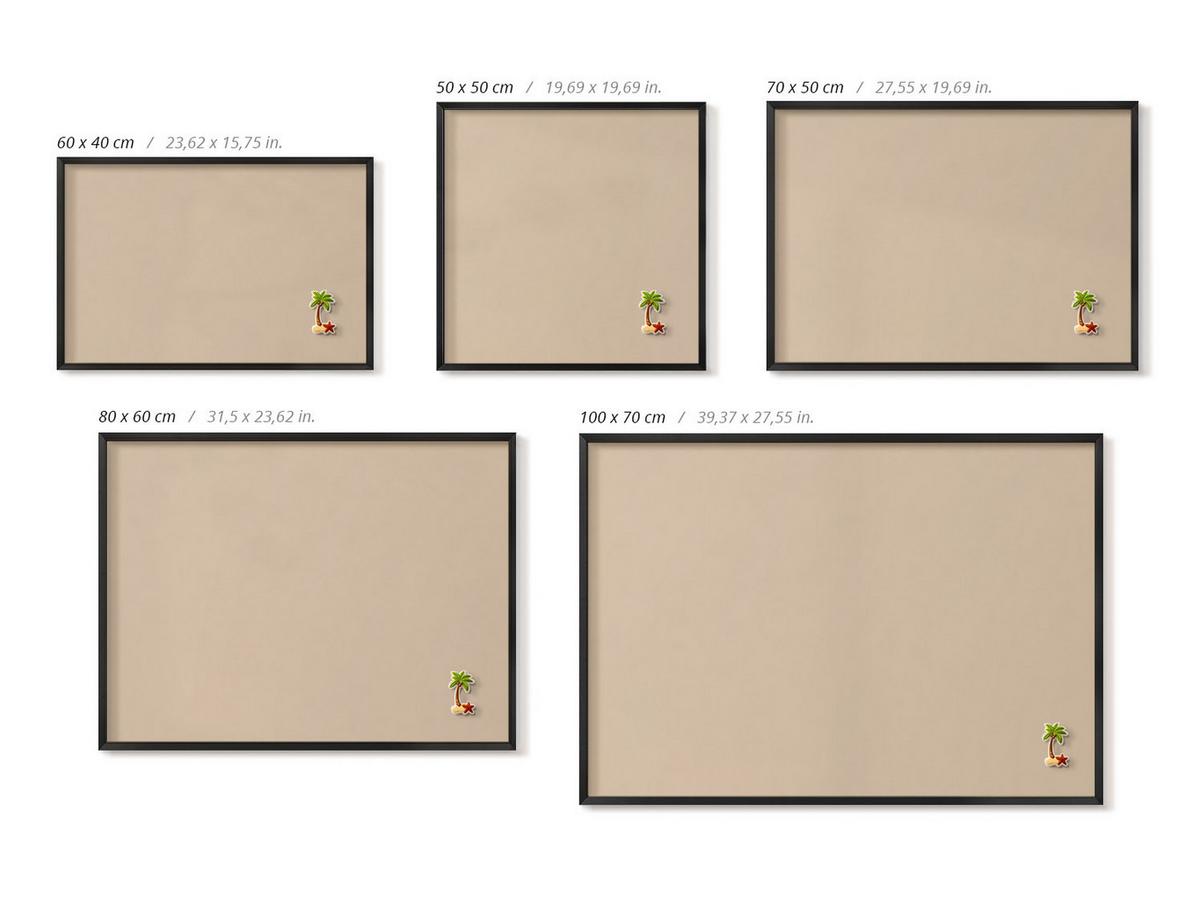 MAGNETTAFEL 70x50 cm Schwarzer Rahmen Beige - Fango, Metall (70/50/0.4cm) - TULUP
