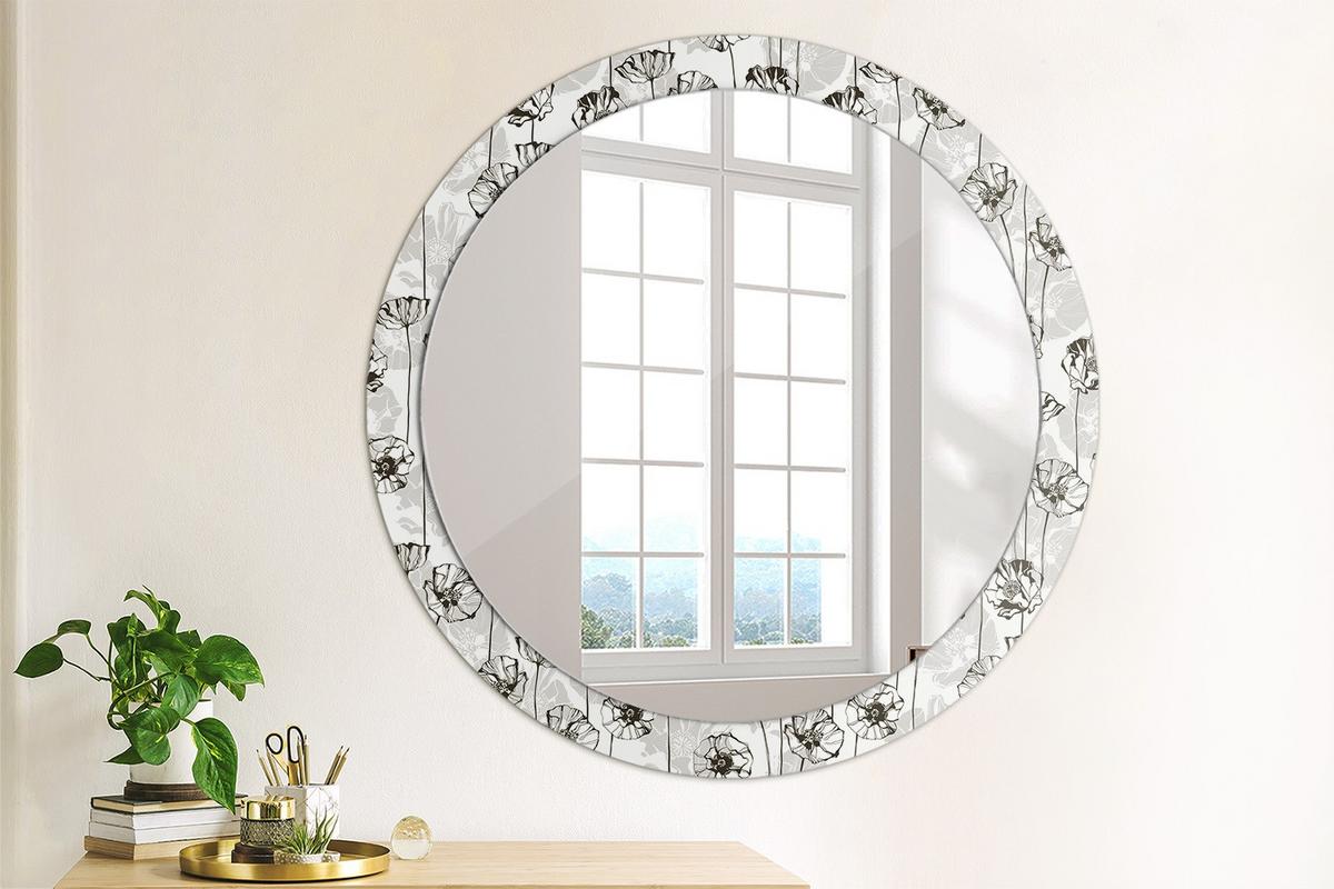 SPIEGEL Rund Ø 90 cm mit Aufdruck - Weiß, Glas (90/90/0.4cm) - Wallfluent