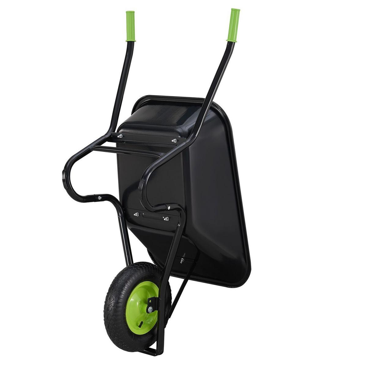 SCHUBKARRE Garden schwarz 100L mit Handschuhen - Schwarz, Metall (59/62/141cm) - Juskys