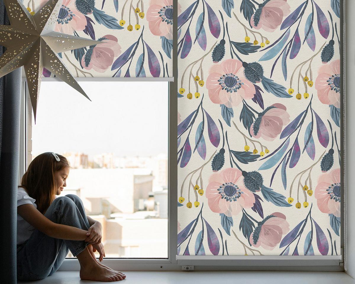 INNENROLLO - Fensterrollo - Rollo - 60x40 cm - Mohnblumen - Weiß, Kunststoff (60/140/0.5cm) - TULUP