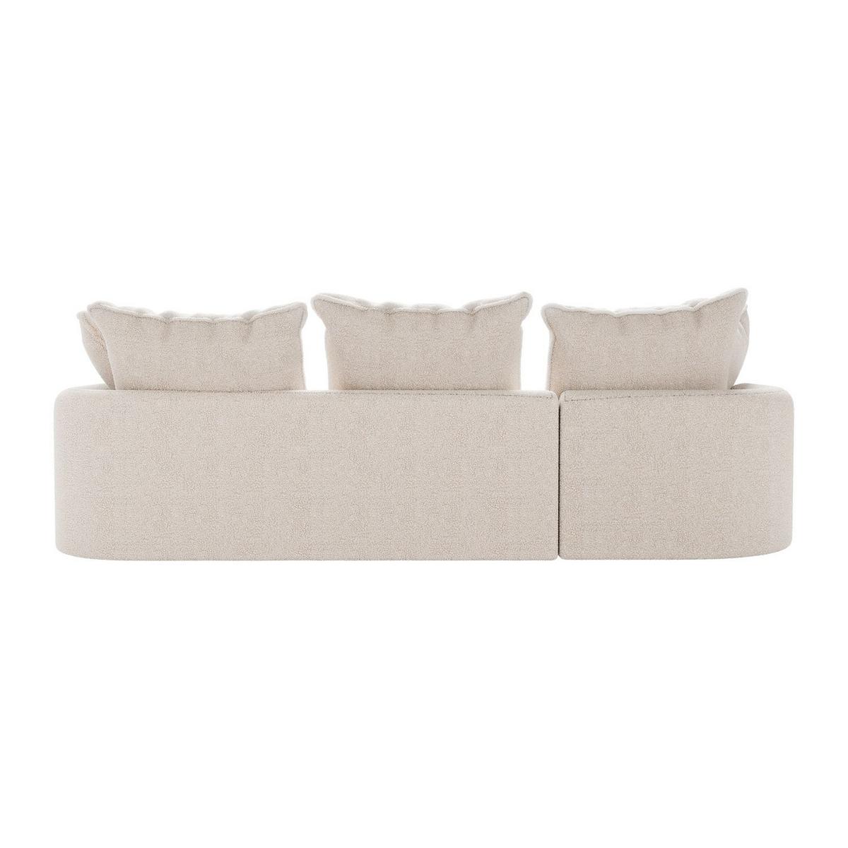 SOFA Tirano Bouclé Creme mit Ottomane links - Creme, Textil (102/300cm) - Juskys