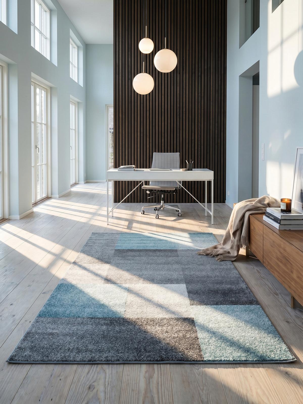 TEPPICH Kurzflor SOLDA in Blau, kariert, 140 x 200 cm - Blau, Textil (140/200cm) - KADIMA DESIGN
