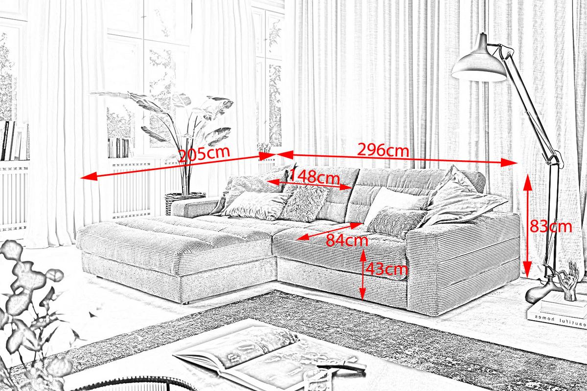 ECKSOFA LANA SOFA Grün Cord - Schwarz/Olivgrün, Textil (296/205cm) - KAWOLA