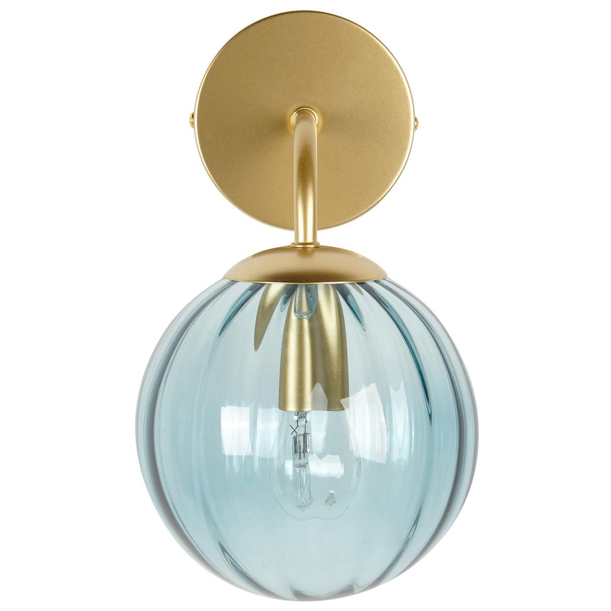 WANDLEUCHTE Boomi 22/15/28 cm - Blau, Glas (15/28/22cm) - Beliani