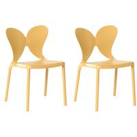 GARTENSTUHL 2er-Set stapelbar Gelb Larissa - Gelb, Kunststoff (50/78/48cm) - Beliani